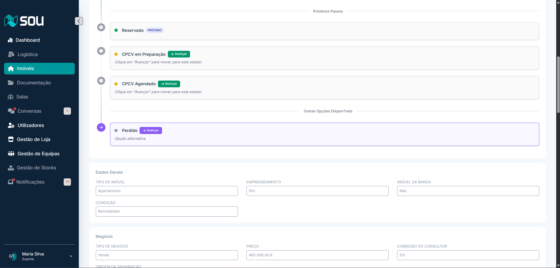 Property follow-up and approval flow area