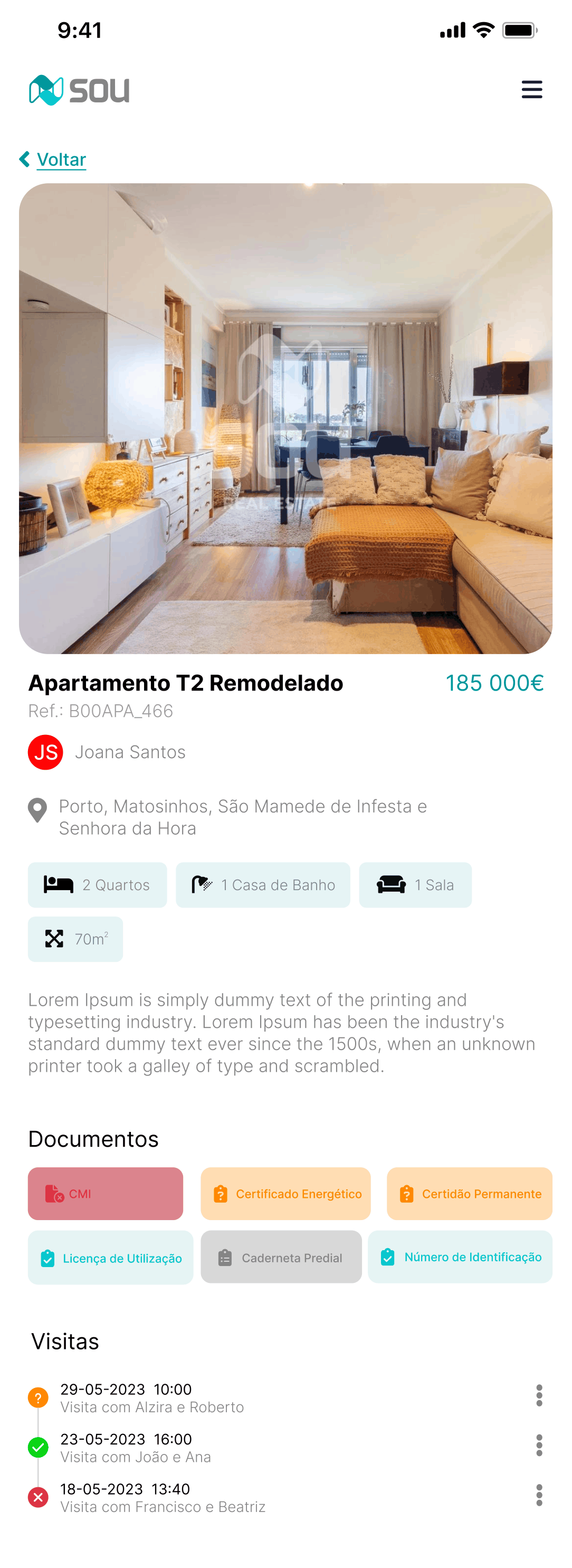 Mobile owner area in the platform developed for SOU